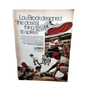 1971 Converse Lou Brock St Louis Cardinals Shoes Original Print Ad 70s
